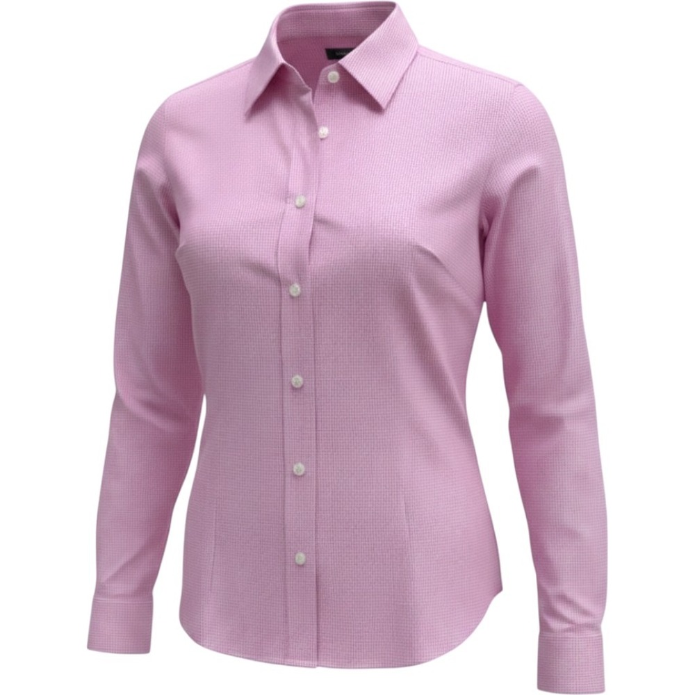 NWT Devon & Jones Pink Gingham Pima Cotton Button Down Shirt Long Sleeve sz S